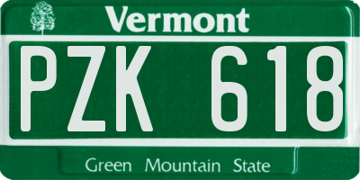 VT license plate PZK618