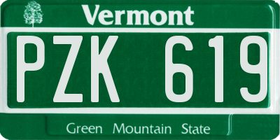 VT license plate PZK619