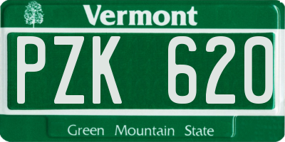 VT license plate PZK620