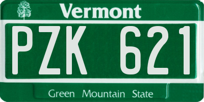 VT license plate PZK621