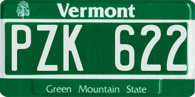 VT license plate PZK622