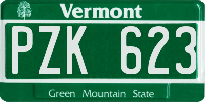 VT license plate PZK623
