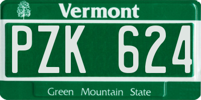 VT license plate PZK624
