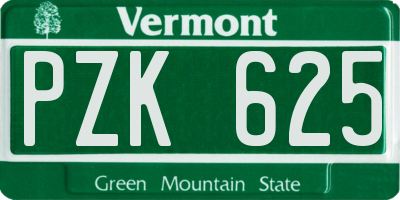 VT license plate PZK625
