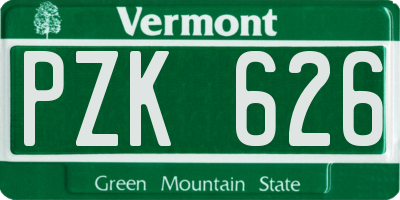 VT license plate PZK626