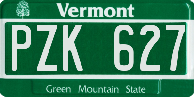 VT license plate PZK627
