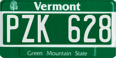 VT license plate PZK628