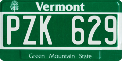 VT license plate PZK629