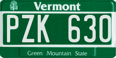 VT license plate PZK630