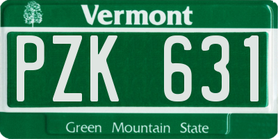 VT license plate PZK631