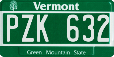 VT license plate PZK632