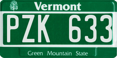 VT license plate PZK633