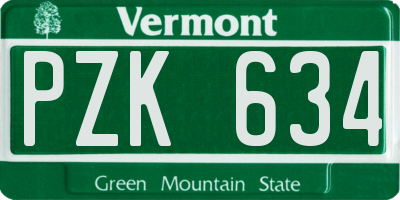 VT license plate PZK634