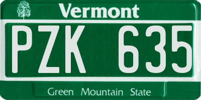 VT license plate PZK635