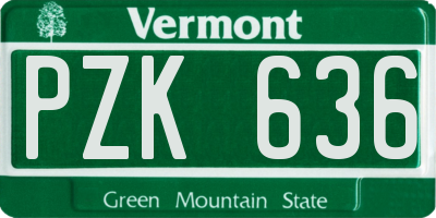 VT license plate PZK636