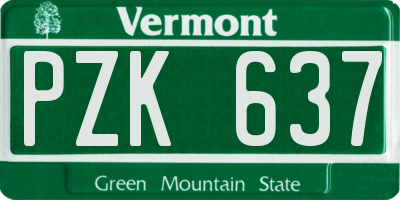 VT license plate PZK637