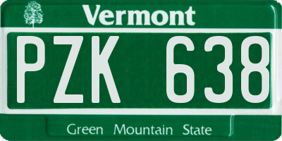 VT license plate PZK638
