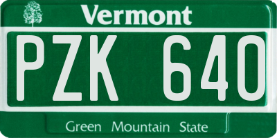 VT license plate PZK640