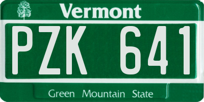VT license plate PZK641