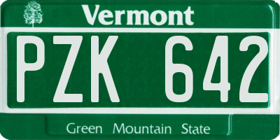 VT license plate PZK642