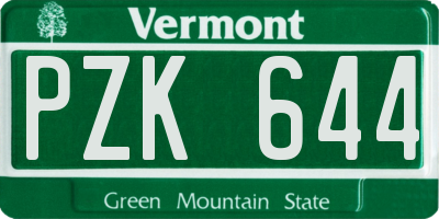 VT license plate PZK644