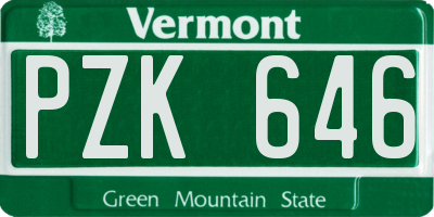 VT license plate PZK646