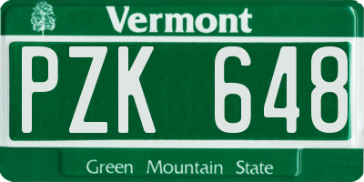 VT license plate PZK648