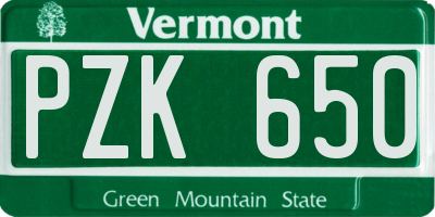 VT license plate PZK650