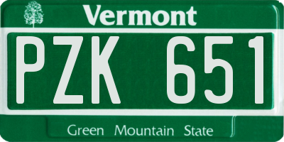 VT license plate PZK651