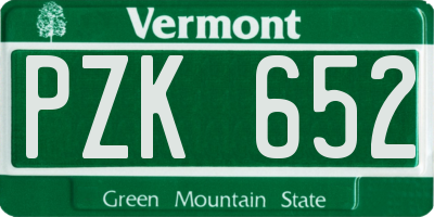VT license plate PZK652