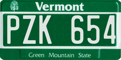 VT license plate PZK654