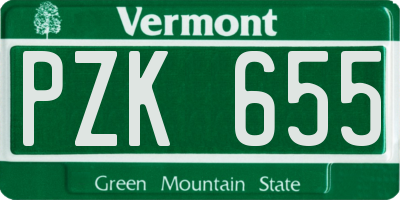 VT license plate PZK655