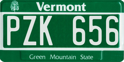 VT license plate PZK656