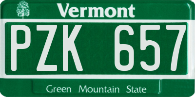 VT license plate PZK657