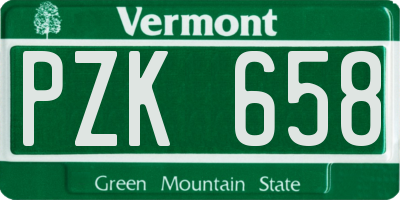 VT license plate PZK658
