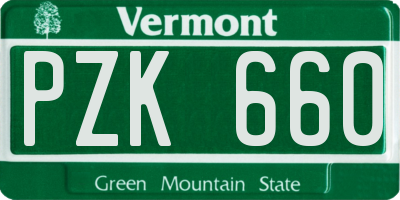 VT license plate PZK660