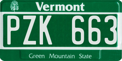 VT license plate PZK663