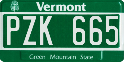 VT license plate PZK665