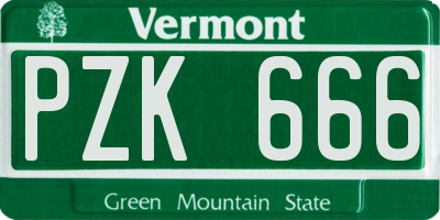 VT license plate PZK666