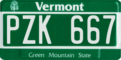 VT license plate PZK667