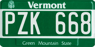 VT license plate PZK668