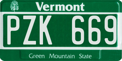 VT license plate PZK669