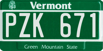 VT license plate PZK671