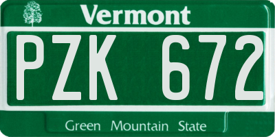 VT license plate PZK672