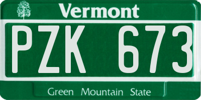 VT license plate PZK673