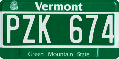 VT license plate PZK674