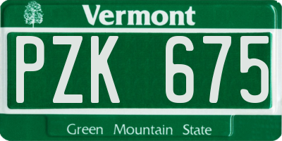 VT license plate PZK675