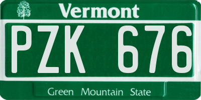 VT license plate PZK676