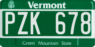 VT license plate PZK678