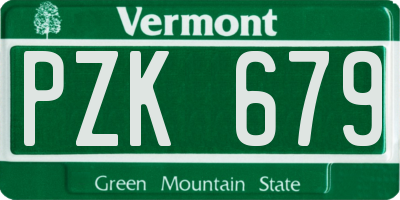 VT license plate PZK679